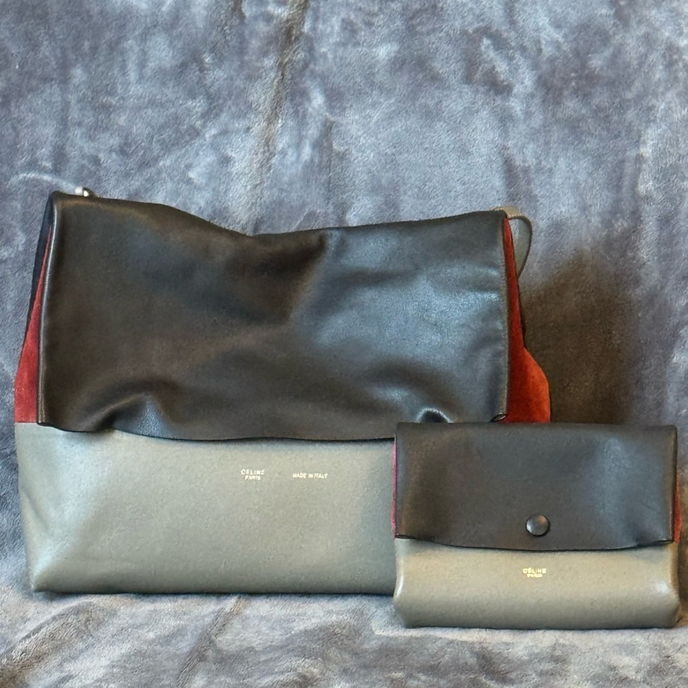 Celine Black and Gray Handbag with Pouch